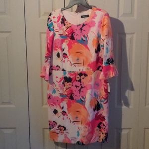 Nine West 3/4 sleeve dress with pink flowers